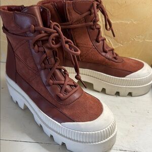 Y2K Ankle Boots Chunky Soles Army Lace Up suede 7.5